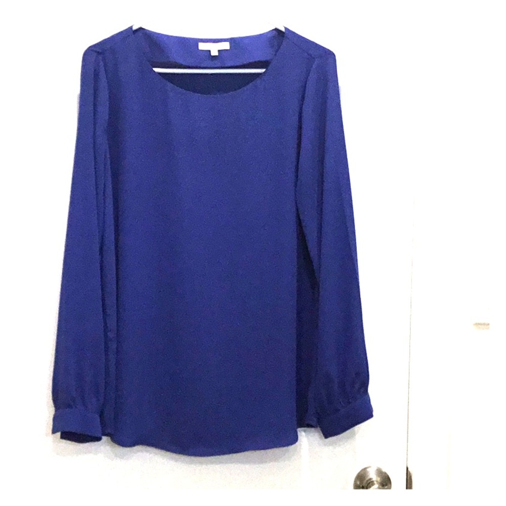 Pleione, Royal Blue long sleeve blouse, size M
